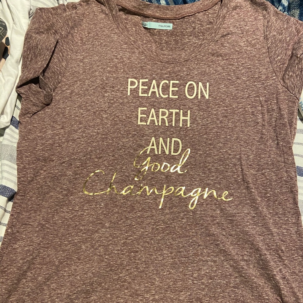 Maurices Peace on Earth and Good Champagne Tee